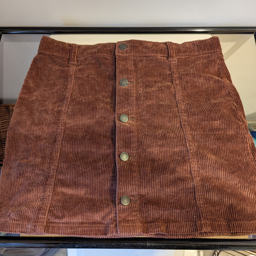 Corduroy Button-Front Skirt